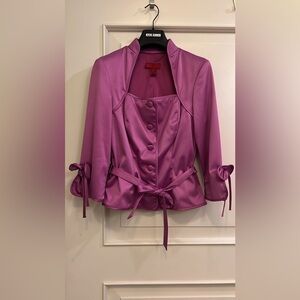 JS Collections Pink Peplum Blazer with Stand-Up Collar